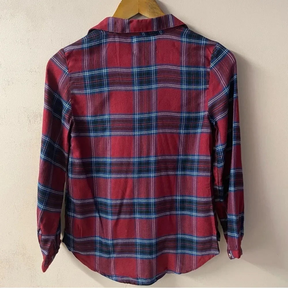 Old Navy Girls Burgundy|Blue|White Plaid Shirt Sz L (10-12) EUC